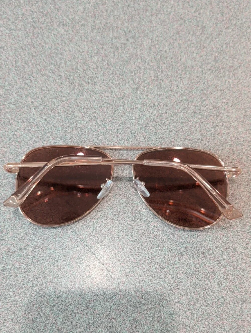 Aviator Metal Frame Sunglasses - Rose Gold with Brown Lenses